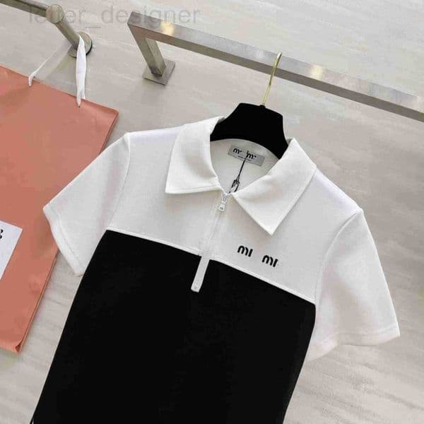 Designer Women's Knits & Tees Clothing Summer New Style Color Design Collar Zipper Fashion Slim Dress JJJC