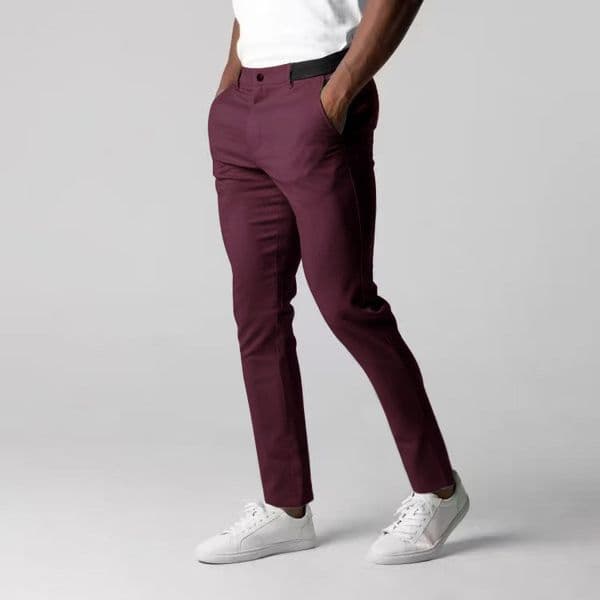 Comfortable Men Long Pants Stylish Slim Fit Ankle Length Casual Soft Breathable Fabric Mid Waist Commuting Wear