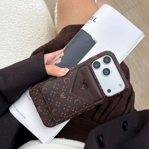 Magnetic phone case designer suitable for 17 Pro Max 16 15 14 fashion leather wallet card bag phone protection case high-quality printed back cover protection case