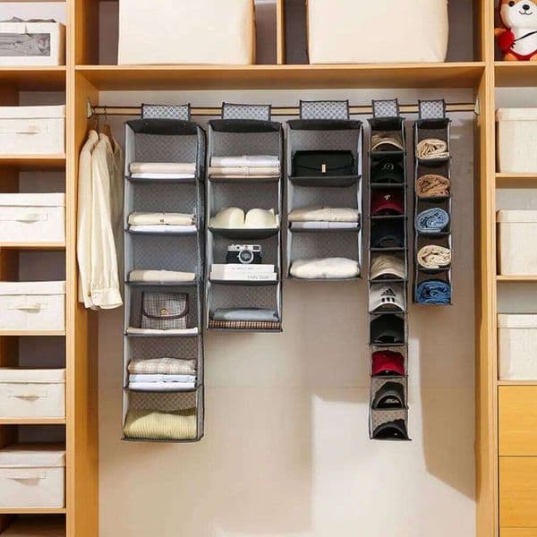 Multifunctional Foldable Hanging Storage Bags Closet Space Saving Multi Layer Organizer for Clothes Accessories and More 26Y0416