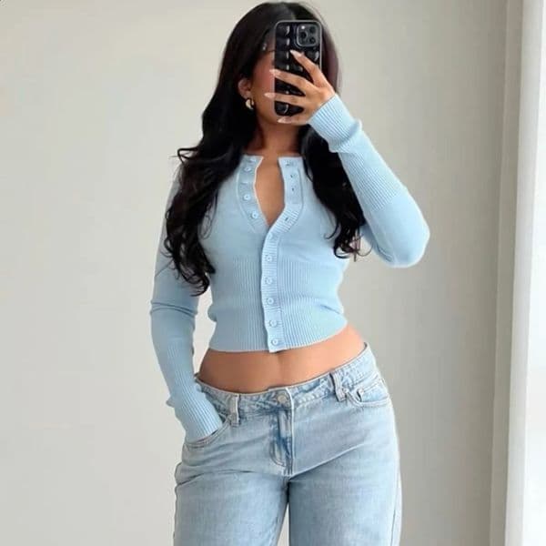 Tuularose Autumn Fashion Knitwear Cardigan Top Female Ribbed Patchwork Slim Casual Cropped Inner Women Knit Outwear 260415