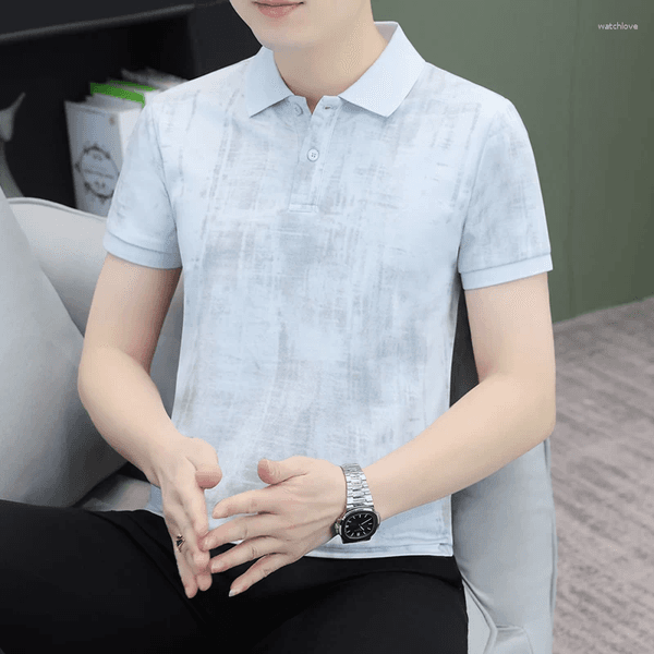 Men's Polos Brand 2026 Summer Elegant Ice Silk Polo Shirt Men Cool Solid Short Sleeve Travel Vacation Male TShirt Slim Fit Fashion Tops