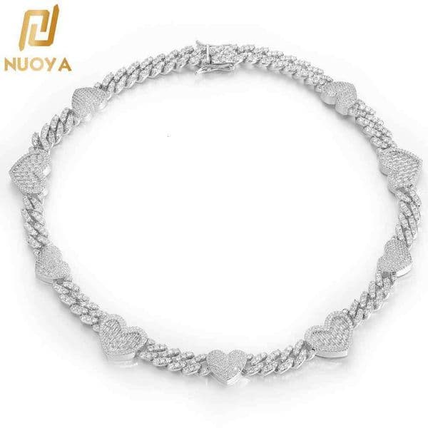 Luxury Jewelry jewelry IGI hip-hop heart-shaped Cuban Moissanite necklace women 14k GRA versatile and 18k high-end accessory clavicle chain for girls
