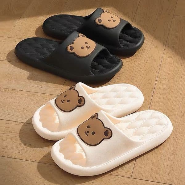 Women's Cute Bear Slides, Soft Cloud Slippers, Non Slip Quick Dry Indoor Outdoor Bathroom Shower Sandals for Summer