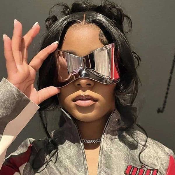 New Oversized Y2K Punk Rimless Sunglasses Women Men Brand Designer Hip Hop Sport One Piece Sun Glasses Shades Goggles J260417