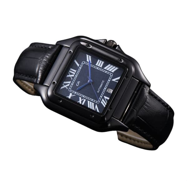 Classic Santos Mechanical Wristwatch CARTIRly Quartz 4074 with Square Screw Bezel Embossed Strap Date Display Fold Buckle Design Luxury Daily Watches Wristwatch