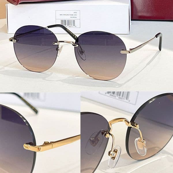Female Designer Specializing In Circular Frameless Metal Frame Gradient Lenses Sunglasses With UV Protection Daily Casual GG2101SA