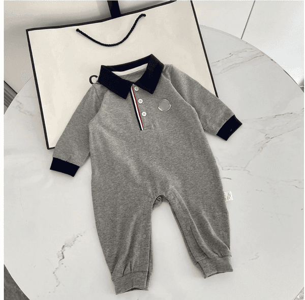 Designer Baby stripe Brand Rompers Kids Long Sleeve Jumpsuits Toddler lapel Onesies Newborn cotton Rompers