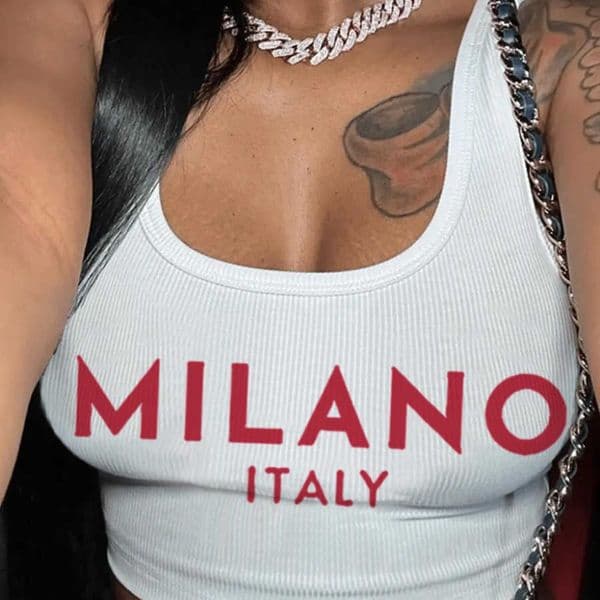 2024 Summer Fashion Sexy Letter Print U-neck Small Tank Top H260417 LJBX