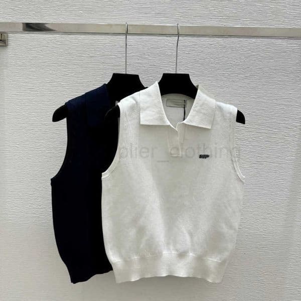 Women's Knits & Tees designer High end of brand early spring new color simple sleeveless lapel knitted vest 1ADY