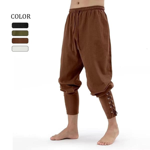 Mens Spring Summer Vintage Mens Medieval Viking Cotton Linen Trousers Halloween Fashion Vintage Mens Bottoms 260416