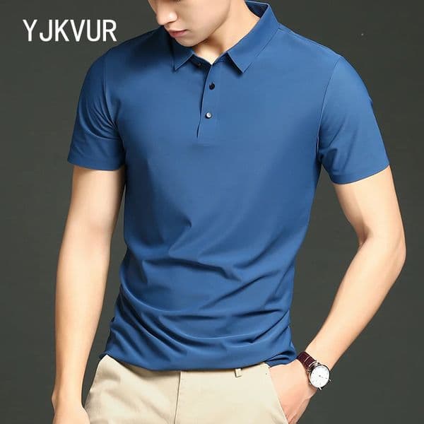 YJKVUR 2026 Summer Polo Shirt Men 3 Buttons Casual Work T Shirts Quick Dry Short Sleeve Golf Shirt High Quality Plus Size 260416