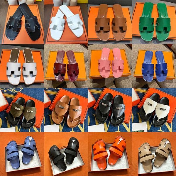 women slippers with box designer sandals flat slides sliders summer beach sandal womens girls slide black brown green leather