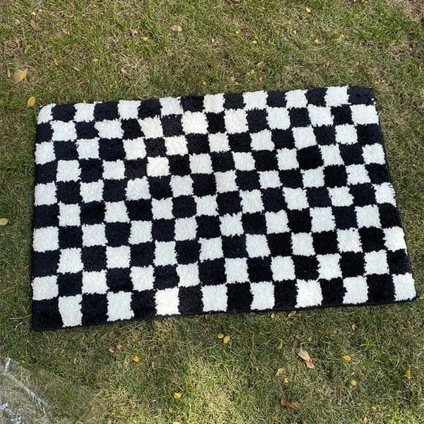 Luxury Designer Decor gift set Nordic Checkerboard Rug Soft Tufting Enter Floormat Carpet Non-Slip Absorbent Bathroom Feet Pads Toilet Kitchen Door Mats Decorat 17
