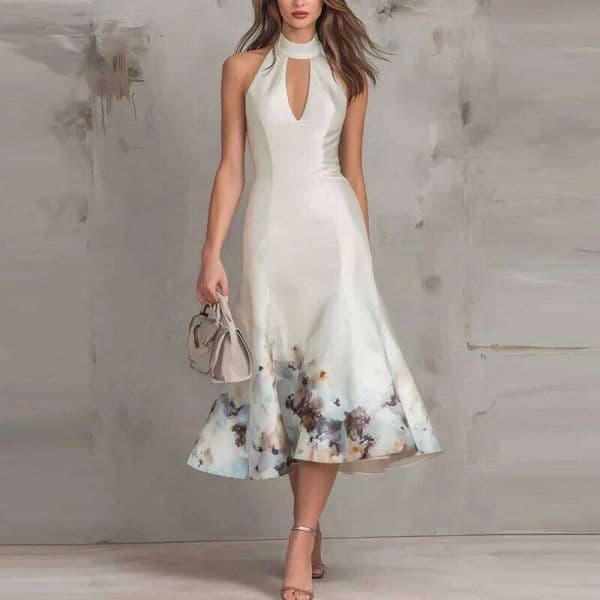 2026 New Arrival Women Fashion Digital Print Dress Elegant V-Neck Sleeveless Casual Dresses