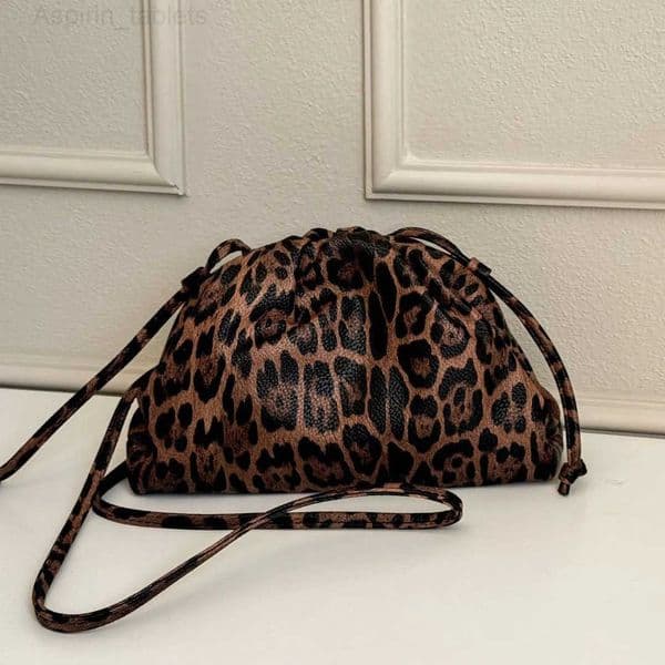 Pleated Leopard Cloud Bag Fashion Womens Bag Leopard Underarm Bag Dumpling Single Shoulder Crossbody Bag H260417