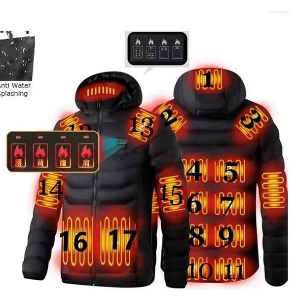 Men's Jackets Men Heated Down Jacket USB Winter Parka Outdoor Electric Padded Warm Sprots Thermal Coat Clothing