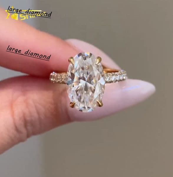 VS1 DEF Color IGI Certificated Lab Grown Diamond Big Size 5CT Oval Cut Ring Engagement Ring 10K 14K Gold Gift for Women