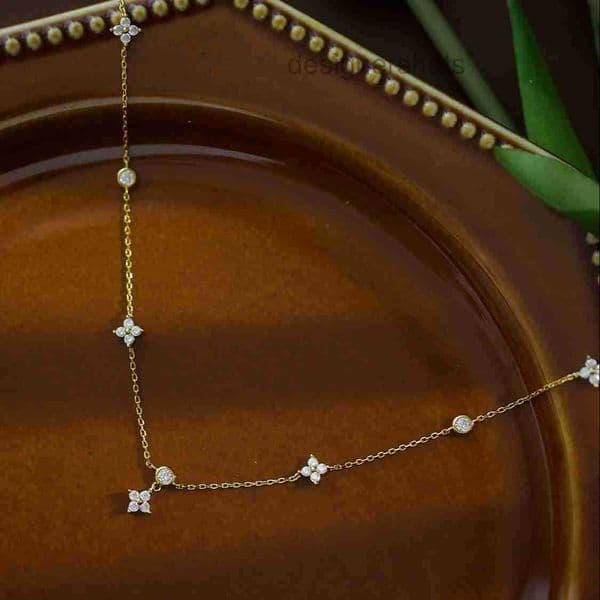 S925 Sterling Silver Jewelry Zircon Clover Pendant Necklace Four-leaf Gold Plated Chain Necklace