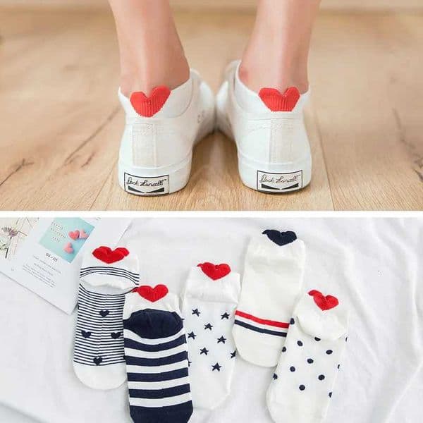 5Pairs New Arrivl Women Cotton Socks Pink Cute Cat Ankle Socks Short Socks Casual Animal Ear Red Heart Gril Socks 35-40 Z260417