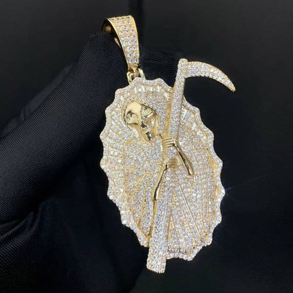New Moissanite Iced Out Bling Full Diamond Men Boy Jewelry Death Skull Hip Hop Pendant