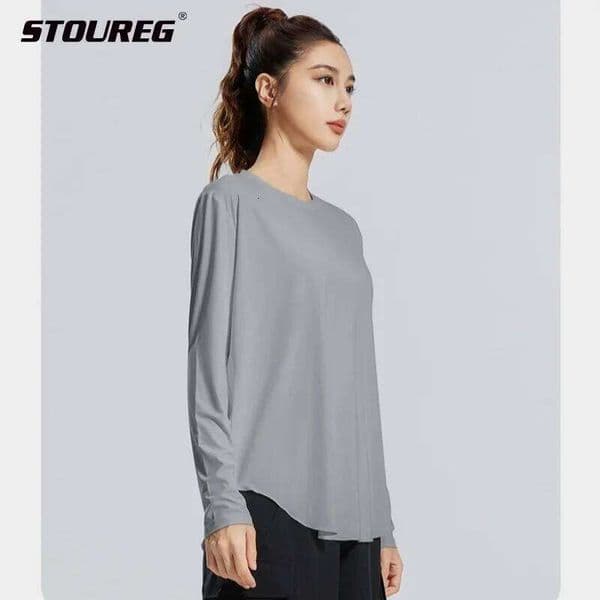 STOUREG Yoga Cover Up, Breathable Sportswear, Loose Fitness Shirt, Plus Size Workout Tops, Summer Cooling T-shirt 26Y0417