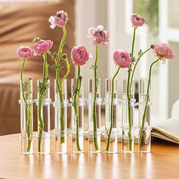 4/6/8PCS Creative Simple Hinged Flower Vase Hydroponics Plant Pot Clear Glass Test Tube Hanging Flower Holder for Home DecoratioZ260417