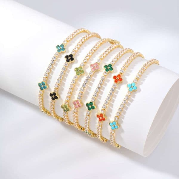 Kashi Autumn New Cross-Border Colorful Petal Four-Leaf Clover Bracelet Fashionable And Versatile Valentine's Day Birthday Gift