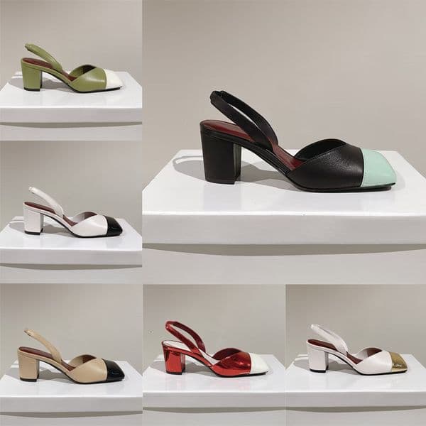 Designer Women New Square Toe Slingback High Heels Fashion Chunky Heel High Heels Slingback Loafers Party Dress Shoes 994
