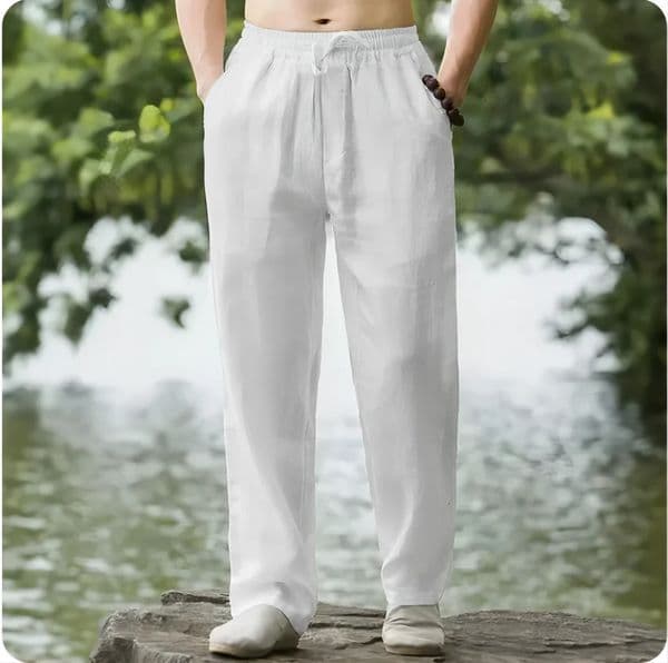 mens cotton and linen pants loose and cool casual pants elastic waist pants casual oversized street wear lightweig 260416