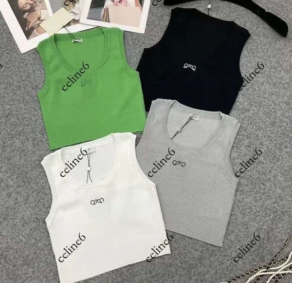 Designer Camis tshirt clothes Embroidery Tank Tops women Summer Short Slim Navel exposed outfit Elastic Sports Knitted Tanks Size S-L