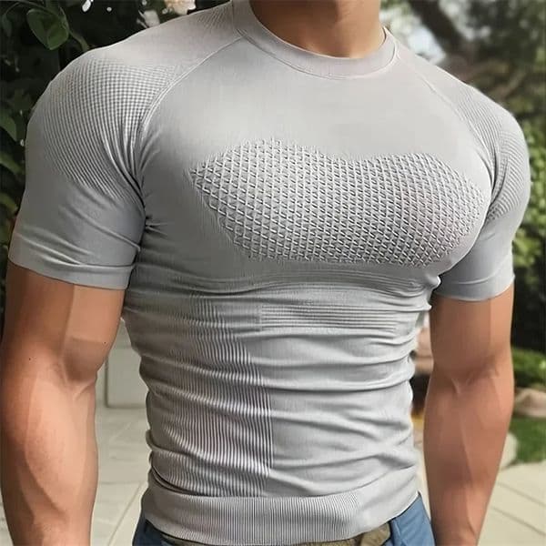 Summer Men Compression Gym Running T Shirt Breathable Short Sleeve T-Shirt Man Casual Tops Seamless Fitness Shirts Man Clothes 260409BJ