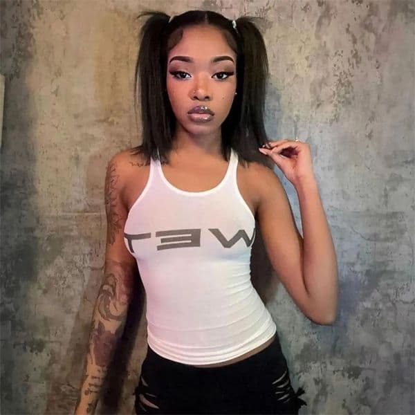 Hip Hop Harajuku Sleeveless Tank Top Vintage Chic Y2K Women Top Gothic Punk Printed Letters Crop Tops 251015BJ