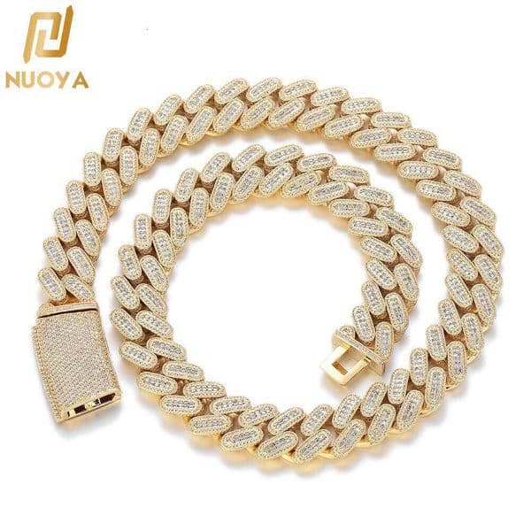 Jewelry 14k hip-hop GRA jewelry 18mm 18k mixed IGI inlay T-shaped Moissanite Cuban chain high-end men's necklace wholesale