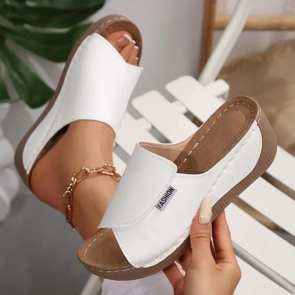 Slippers Women Wedge Summer 2026 Fashion Open Toe Breathable Sandals Comfortable Buckle Woman Shoes Slides