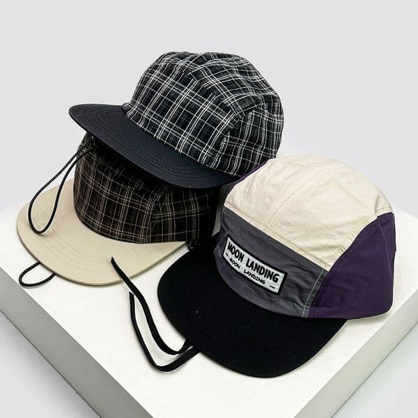 Breathable Plaid Sunshade Windproof Rope Hip Hop Caps Versatile Flat Eave Unisex Quick Dry Letter Baseball Color Block Hats 260416