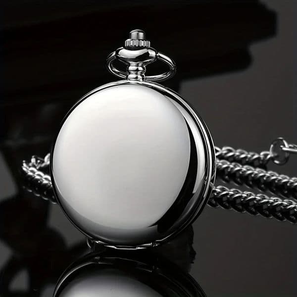 Smooth Steel Quartz Pocket Watch Vintage Roman Number Dial 260417BJ