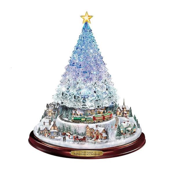 Luxury Designer Decor Christmas Tree Rotating Sculpture Train gift set Decoration Window Stickers Decoration For Home 16