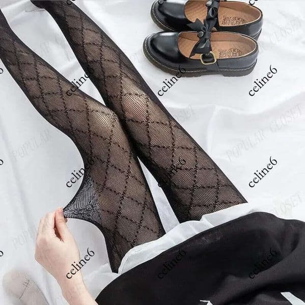 Sexy Classic Pantyhose Womens Mesh Silk Stockings Luxury Night Club Letter Footed Tights Elastic Long Leggings for Girls Gift