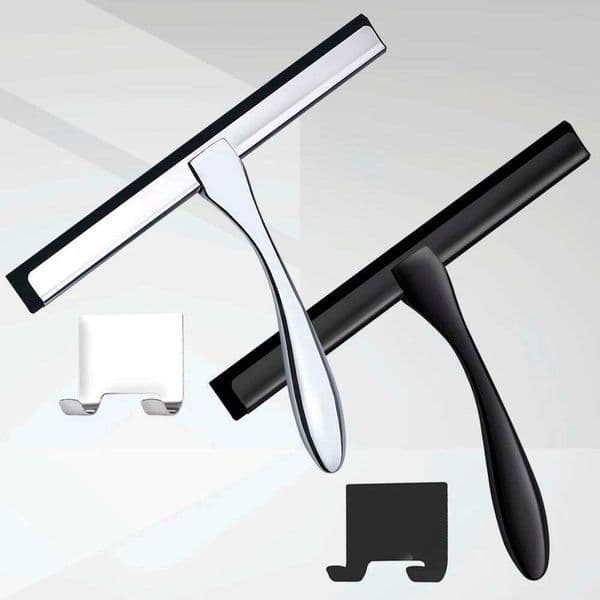 Stainless Steel Shower Squeegee Silicone Rubber Scrape 10'' INCH Glass Wiper Sliver Black Color Window Car Mirror Bathroom Tool 26H0408
