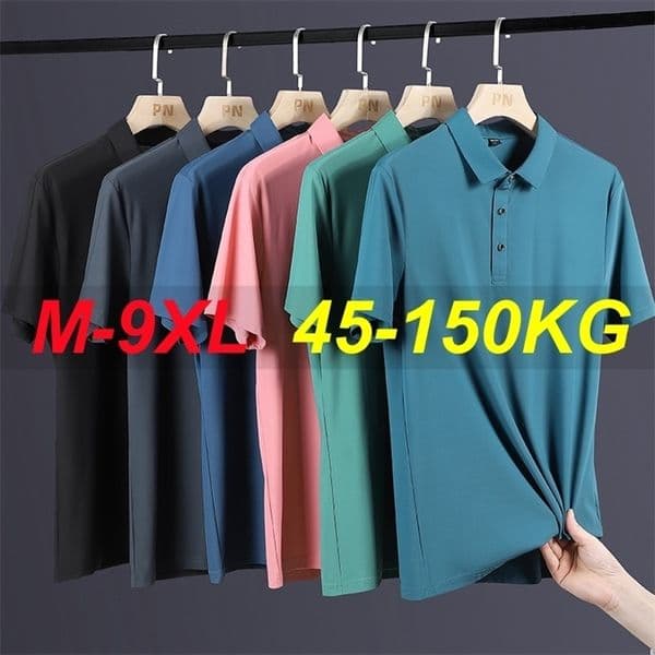 Summer Plus Size 7xl 8xl 9xl Polo Shirt Men Quick Dry Ice Silk Breathable Polo Mens Oversize Business Polo Shirt Clothing 260416