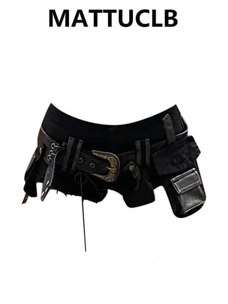 Summer Women Goblin Core Gyaru Coquette Low Rise Denim Shorts With Belt Japanese Harajuku Jean Pants Dark Academia Kpop Y2k 260417
