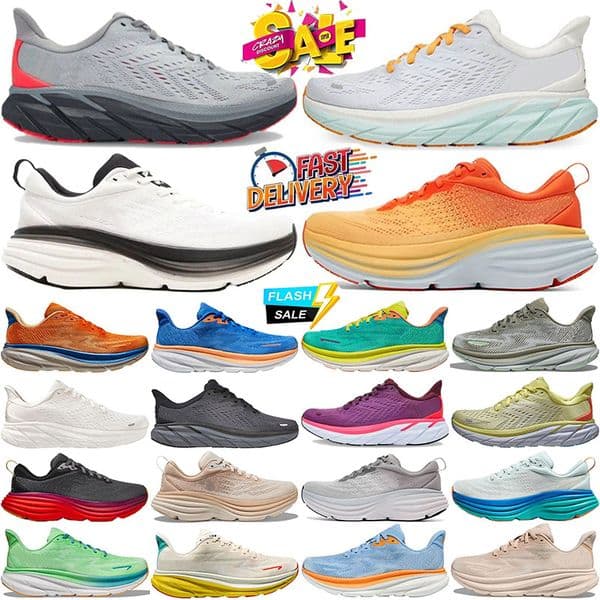 Designer Clifton 9 Bondi 8 Running Shoes Men Women Outdoor Sneakers Triple Black White Pink Harbor Mist Olive Haze Outdoor Sports Trainers Size 36-45