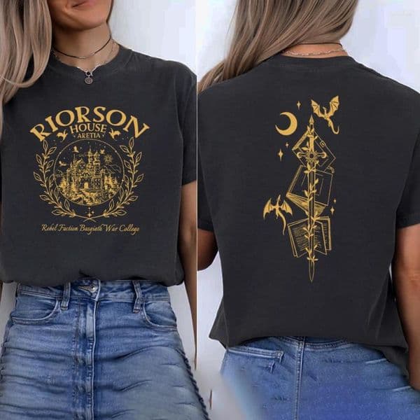 Women's T Shirts Riorson House Vintage Fourth Wing Basgiath College T-shirt Unisex Short Sleeve Tshirts Rider Shirt Bookish Gifts