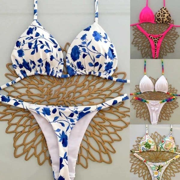 Womens Fashion Sexy Solid Color Strapless Star Metal Decoration Beach Bikini Set H260417