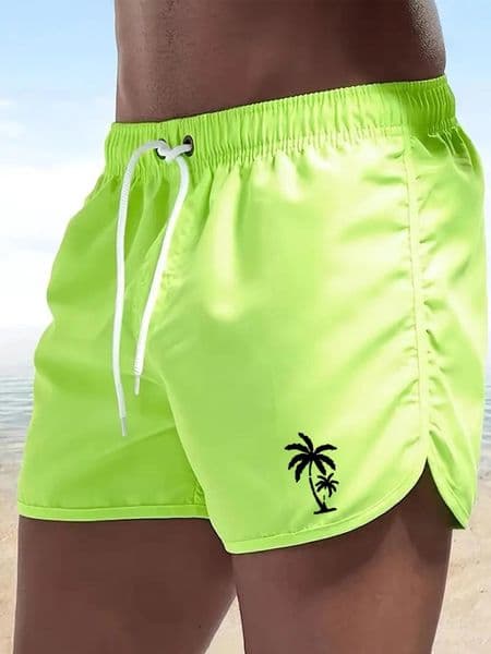 Men's Shorts Summer Printed Swim Trunks Quick-drying Breathable Slim-fit And Stylish Beach Featuring A Coconut Tree Prin