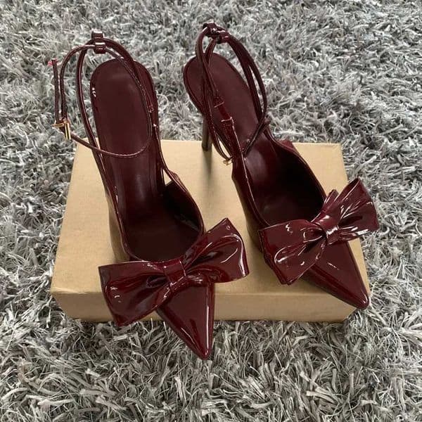 Spring Sexy Butterfly-knot Slingbacks Ankle Buckle Strap Woman Pumps Sandals Pointed Toe Thin High Heels Party Prom Shoes X260417