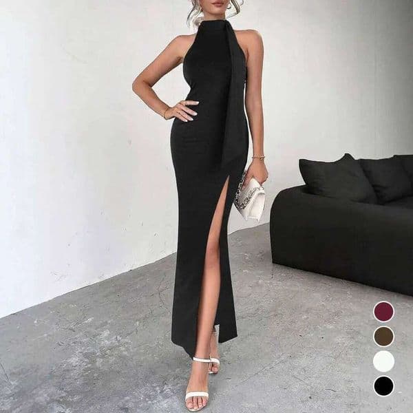 2026 New Arrival Women Sexy Backless High Split Maxi Flowy Tie Strap Long Dress