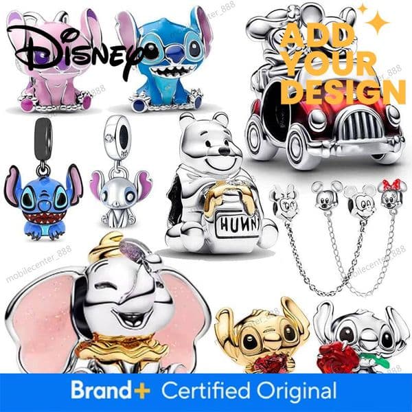Designer Disney Disney Mickey And Minnie Travel Cars Stitch Beads, Dumbo Charms Bead Original Women 925 Silver Bracelet Pendant DIY Jewelry Gift Luxury