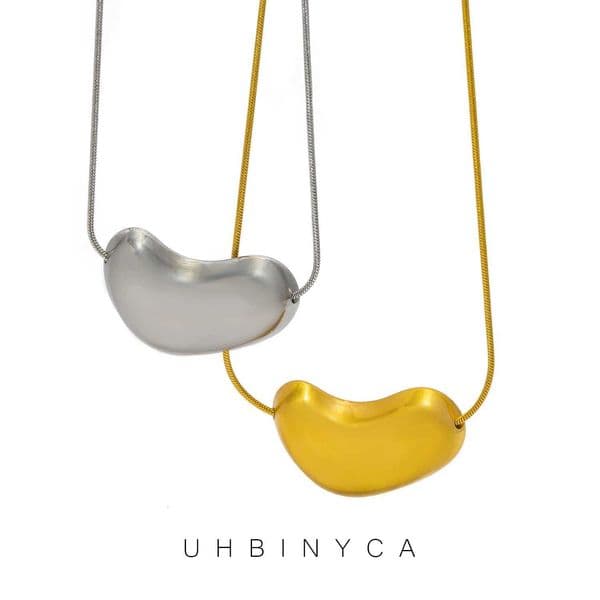 UHBINYCA 18K Gold Plated Stainless Steel Snake Chain Irregular Pendant Necklace Unique Niche Design Women Daily Wear Jewelry H260417